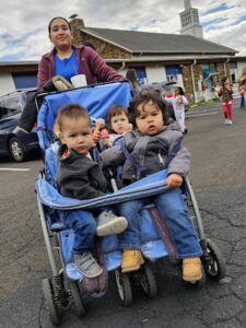kids in a stroller